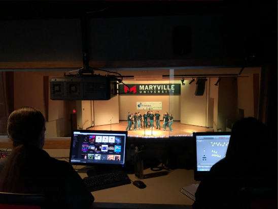 notorious_MU's tweet photo. Tonight are auditions for our Fall 2019 semester, and we can't wait to get back on stage with both old and new members! We can't help but look back on photos from our last concert. 📸💙

Check out this awesome shot from the perspective of the sound booth during our concert! 🤩🎤 https://t.co/Mw9ACjWv4A