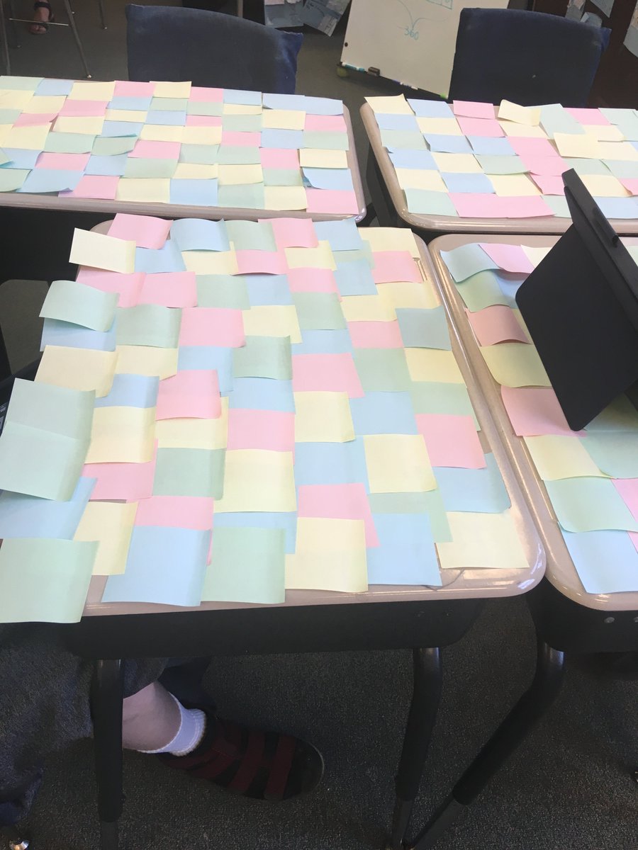 MsGWTech's tweet photo. Notice and Wonder! Ss @skokie36 explore mathematical patterns using post-it note table tops that will be reused in several creative ways! #skpride36 https://t.co/7nSoTmpbgH