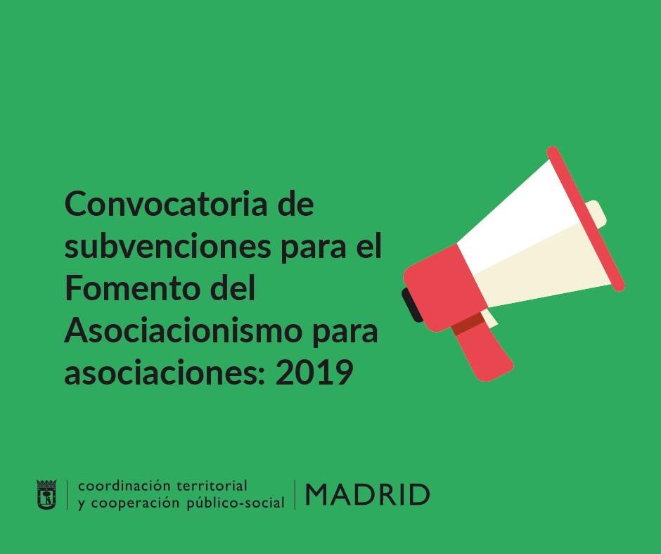 Convocadas ya las subvenciones al Fomento del Asociacionismo en <a href="/JMDmoratalaz/">Distrito de Moratalaz</a>. El plazo es desde mañana 23 de abril al 16 de mayo. Más información en sede.madrid.es/portal/site/tr…