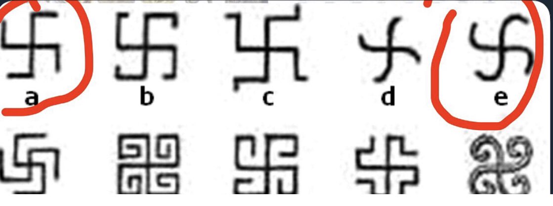 #3: “Swastika”The “Swastika” is a known symbol in almost every culture of the world. We see here that its origins come from the Egyptian symbol that represented the four divisions of heaven and the four sons of Horus. Symbol a and e are over 300,000 years old.