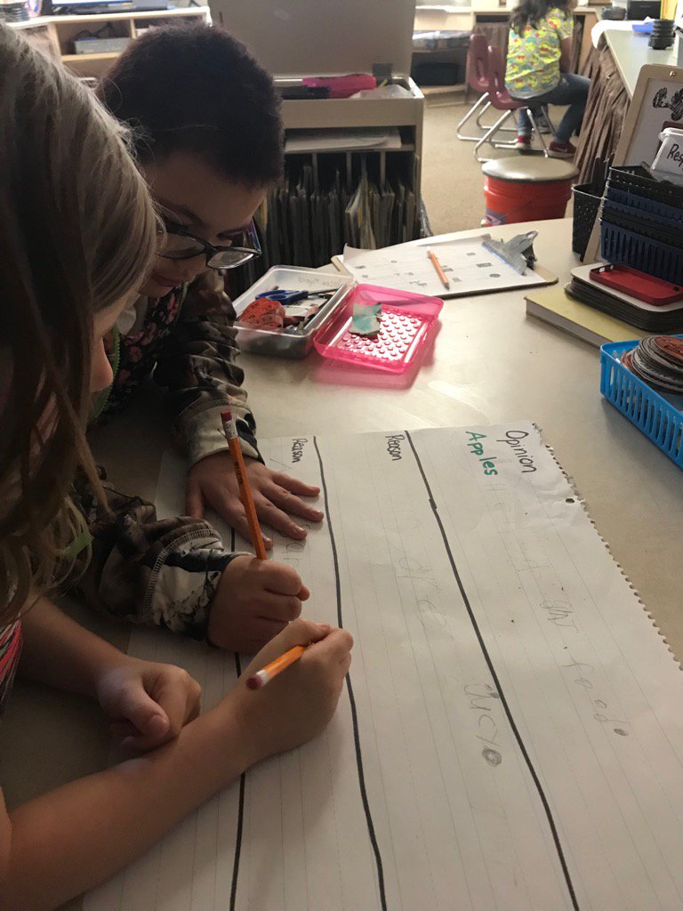 We are writing opinions today about food we love! Apples are a great food because they are juicy and healthy.