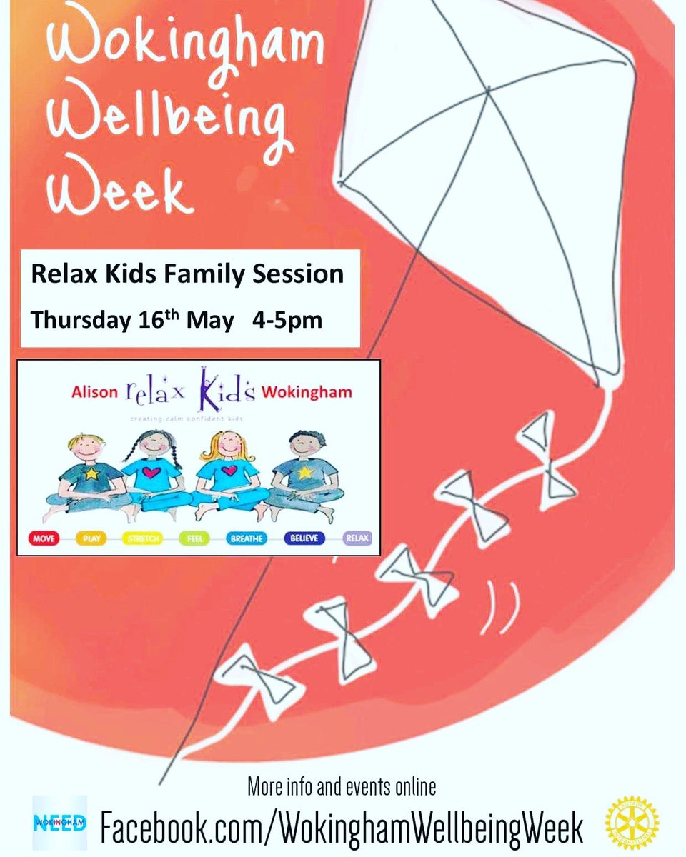 AlisonWokingham's tweet photo. Looking forward to being part of #wokinghamwellbeingweek and running this Family Session 😀
Please share, lots of exciting events happening all week @wokywellbeingwk @WokinghamHWBB @HWwokingham #family #relax #calm #connect #funtogether #relaxtogether #breathe #wellbeing https://t.co/9Kxne9PMhr