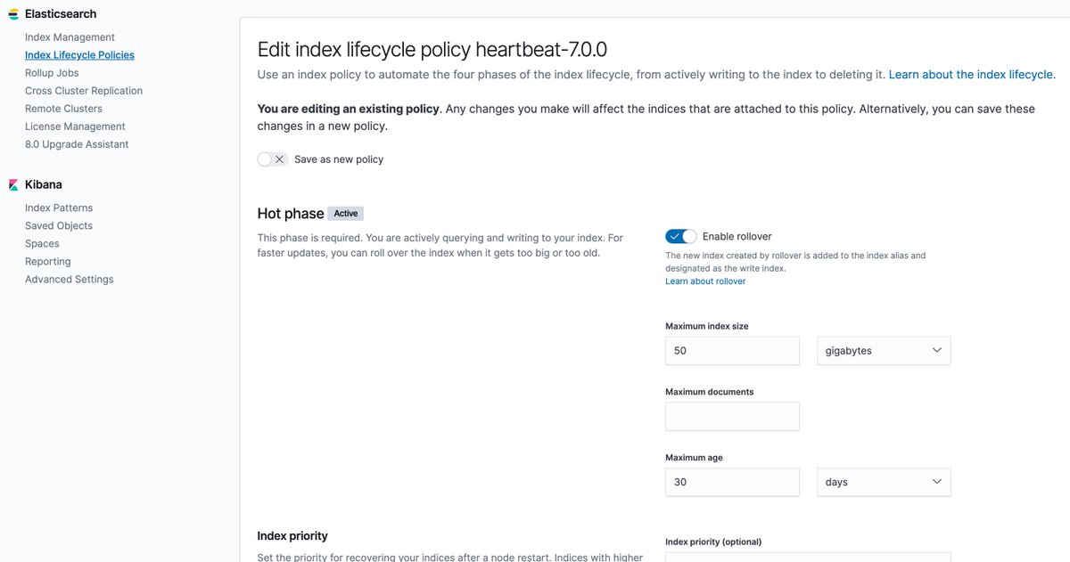 Have sparse data that doesn’t align well with daily or weekly Index rotation? <a href="/elastic/">Elastic</a> 7’s new Index Lifecycle Management UI in ROCK lets you rollover based on size. Check out more info on the release blog buff.ly/2KpqsDG and download ROCK 2.4 here buff.ly/2Nsfdbm