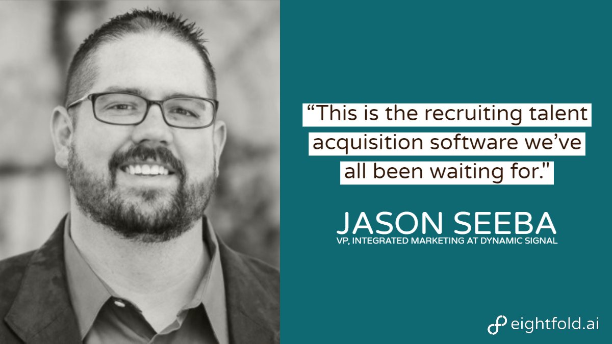 eightfoldai's tweet photo. "(Eightfold) combines data on candidates in an intelligent way and then provides workflow for #recruiters to quickly and efficiently do personalized outreach to people who are a good fit for roles." -Jason from Dynamic Signal

#AI #TalentManagement #TalentAcquisition #HumanRe ... https://t.co/VkaoEflSWp