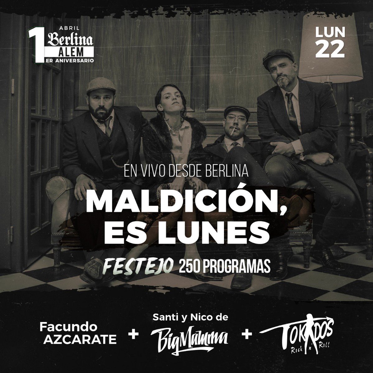 garciaruben76's tweet photo. Hoy en Berlina: Facundo Azcárate + Nico y Santi de @bigmammatweet + Tokados. De 21 a 0. Promos de birras y comida. Música y mucho más. Transmisión de @Vorterixbahia https://t.co/5skhsMjKqg
