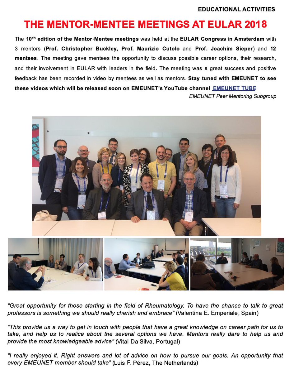 EMEUNET's tweet photo. It's time for another #EMEUNET #10thanniversary flashback, to the Mentor-Mentee meetings at #EULAR2018 and #ACR2018. These meetings are invaluable opportunity to meet and discuss a range of topics with international leaders in Rheumatology #EMEUstory #vintagemeunet https://t.co/vHIFkg7juw