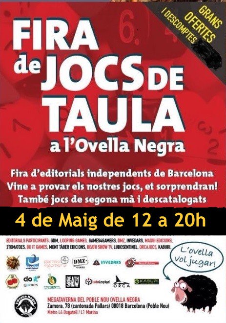 El día 4 de Mayo, de 12h a 20h, celebraremos 3ª Fira de l'Ovella Negra. Muchas editoriales, precios de locura y ofertas de 2ª mano. La Fira estará dentro del marco del OpenDay poblenouurbandistrict.com/es/ que organiza el distrito, así que habrá otras muchas actividades en el barrio.