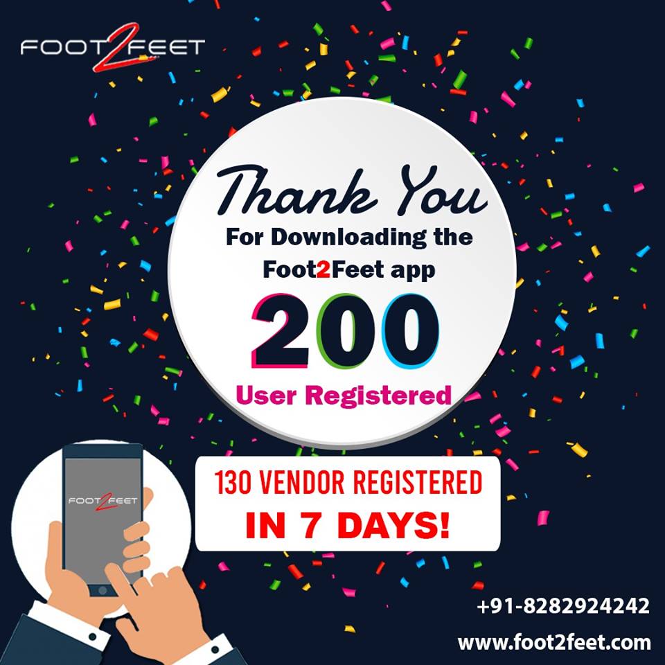Foot2Feetpune's tweet photo. We appreciate you taking time out of your busy day to download Foot2Feet app. It was such an overwhelming surprise to find 162 vendors to join us in just 4 days after the app launch. It really cheered us up. Thank you so much.

https://t.co/28yVQHHrRs

#foot2feet  #construction https://t.co/aJ5uWArhVK