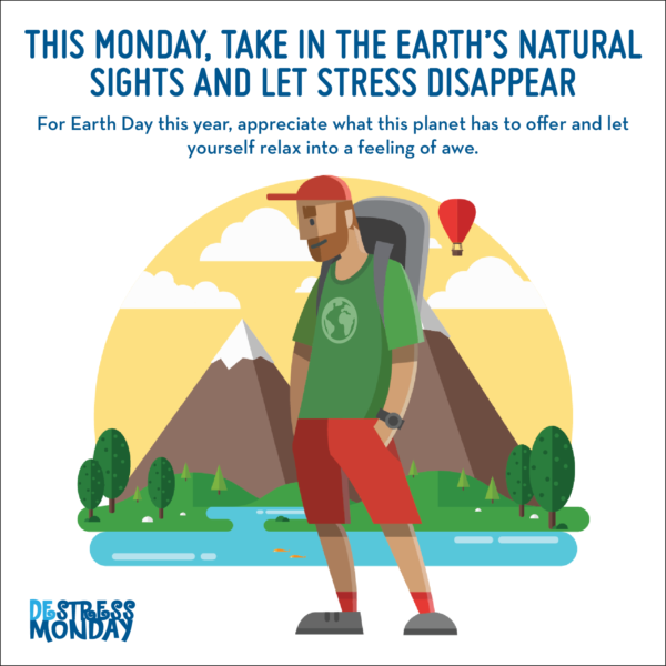 DeStressMonday's tweet photo. Happy #DeStressMonday and Happy #EarthDay!
Take this Monday to reconnect with the world around you - here's how awe, nature and stress relief can become interrelated: https://t.co/wmlu31tWz8 https://t.co/Q4CXd734X8