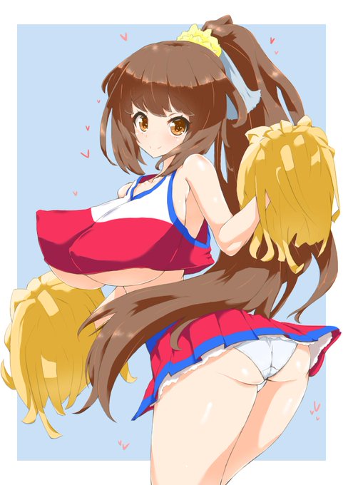 ポニテおっぱいチアちゃんでがんばれ～
#オリジナルイラスト 