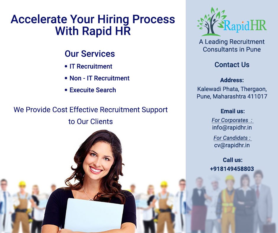 Accelerate Your Hiring Process With Rapid HR. Leading Recruitment Consultants in Pune.

#FreeJobPosting #CostEffectiveRecruitment #ItRecruitment #NonItRecruitment #ExecuiteSearch