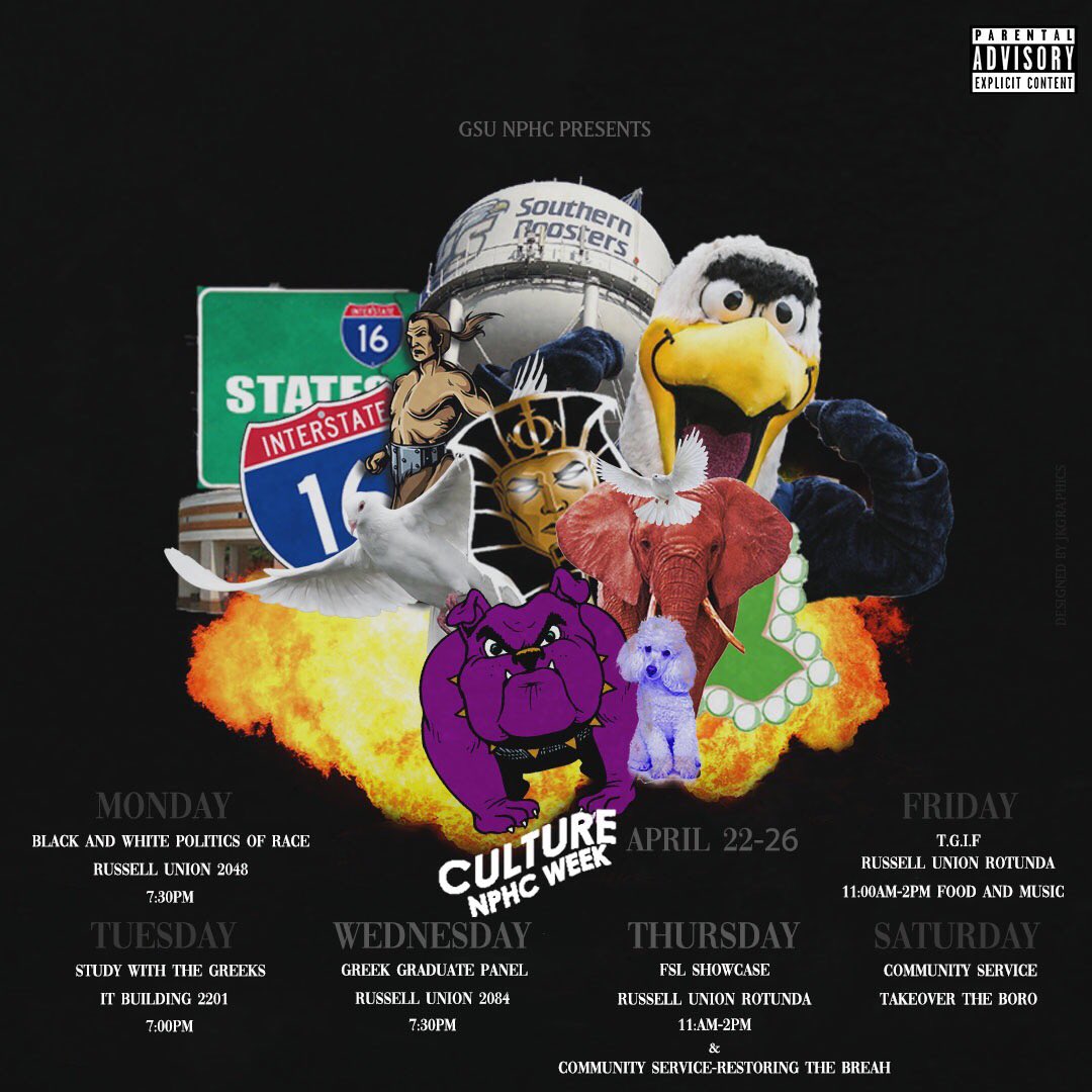 NPHC Week is HERE! Today we will have a forum on Black and White Politics of Race on American Campuses with panelists covering topics on African American experiences in higher education. This will take place in Russell Union room 2048 at 7:30pm. Stay tuned for more events!