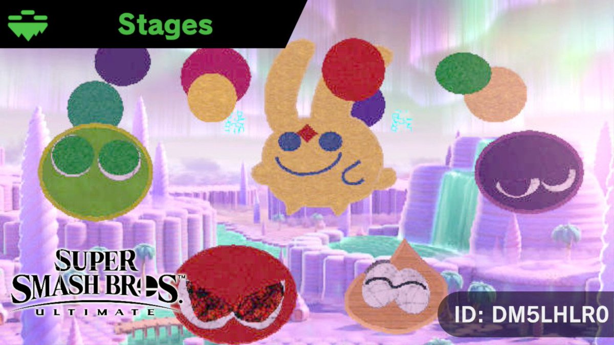 A lot of #Puyo stages but I have Carbuncle with a radius+speed of 24 24 Puyo Floats ID: DM5LHLR0 #StageSmashBros #SmashBros #NintendoSwitch