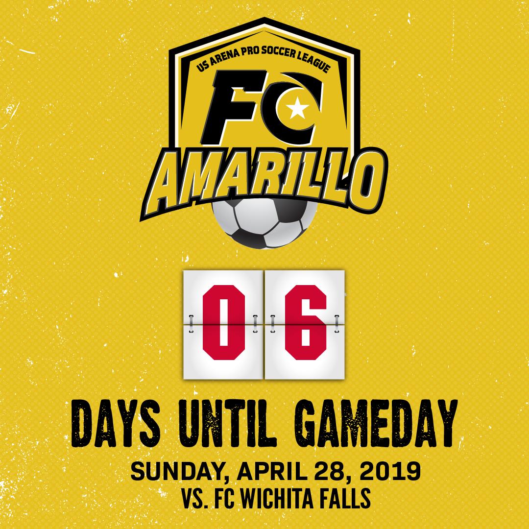 FC_Amarillo's tweet photo. Just 6 days until our first home game of the season at the Amarillo Civic Center! Get your tickets now - (806) 350-7277 ⚽️ #ItsTheFinalCountdown #FCAmarillo #ProSoccer #USAPSL #ComeKickItWithUs https://t.co/EfONuwmR22