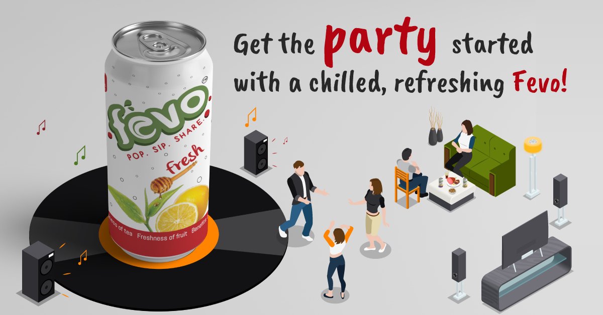 thefevo's tweet photo. You’ve made the plan — a #dance #party at your house. The playlist is ready, the food is on its way, and the speakers are plugged in! All that’s left is to grab some #refreshing Fevo so you can #pop, #sip, and #share its #invigorating goodness.

Dance the night away with #Fevo! https://t.co/72qZDbKaqP