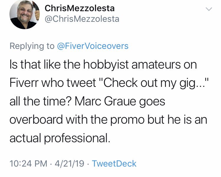 HonestVOPro's tweet photo. What @ChrisMezzolesta? Actual professional? So why all the “Hey Look At Me” Posts with one pic of him and 10 stock photos of some celebrity? Really fragile ego for an “actual professional”. And who ever told him that spamming the same crap every where was good marketing lied. https://t.co/m2Xzu0sjwu