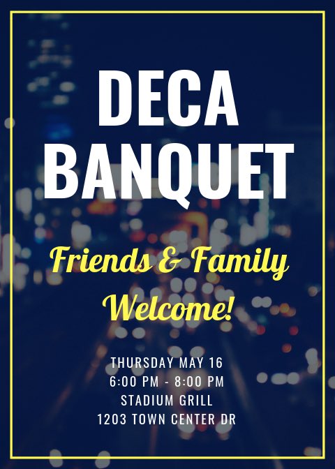 Join us for a fun night at our banquet on May 16th at Stadium Grill! 
Pre-Sale tickets will be $20 (Ends May 8th)
You can buy during 1,2,5,6,7 period or before school in Ms.Prestons room. 
Don’t miss out on our fun-filled night!🤩