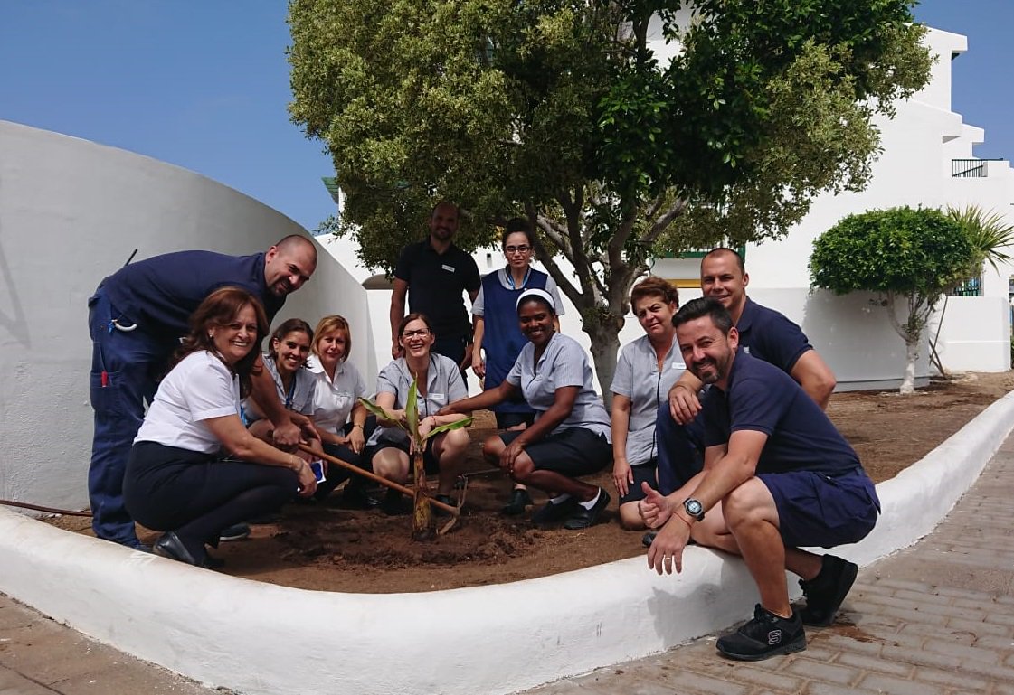 ViviSegadeRC's tweet photo. Our #Housekeeping and #Maintenance #Team also taking care of our tree, at #SunsetHarbourClub🌎 #DiamondResorts #DiamondGoGreen #EarthDay #DiaDeLaTierra #Tenerife #Tenerifeliz ☀️#WeCare #OneTeam #MondayMotivation @Green_Hotelier @DiamondCareers @diamondresorts https://t.co/KA4u4YIKAI