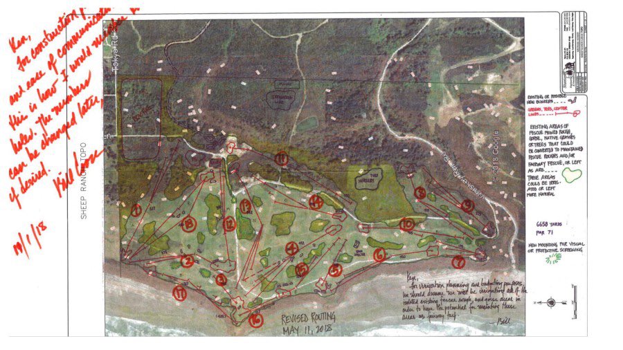 GolfcourseThe's tweet image. Routing plan for the new Sheep Ranch course at Brandon Dunes. Tremendous length of coastline here. Love the dual green out at Five Mile Point. #BandonDunes #cooreandcreenshaw
#sheepranch