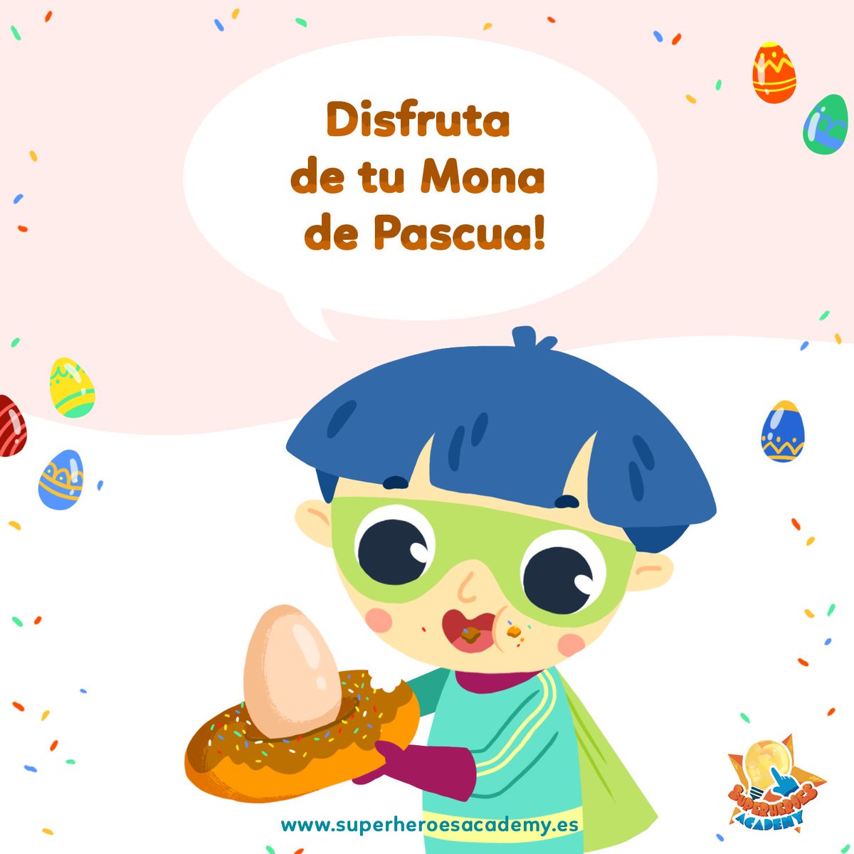 AppSuperheroes's tweet photo. ¡Hoy es el día de Pascua! ¿Vosotros cómo coméis la Mona: la original, la de chocolate...? #SuperheroesAcademy #AprenderEsDivertido #AppKids #AppEducativa https://t.co/juwEEDQVTx