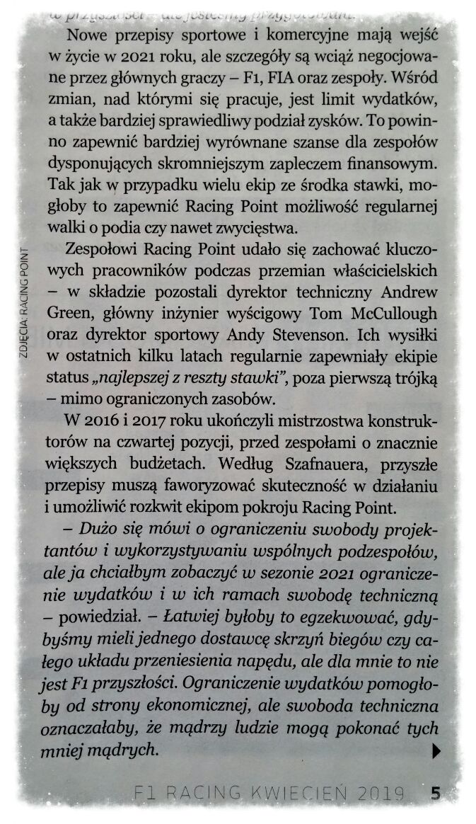 The_Pocisk's tweet photo. Jeszcze kilka ciekawych słów Otmara Szafnauera nt. nowych przepisów na sezon 2021 i o tym jak ograniczonym budżetem dysponowała dotychczas Force India, obecnie Racing Point
(via F1Racing nr 177) 📰
#kanapaF1 #F1pl https://t.co/LjJApSq5I2