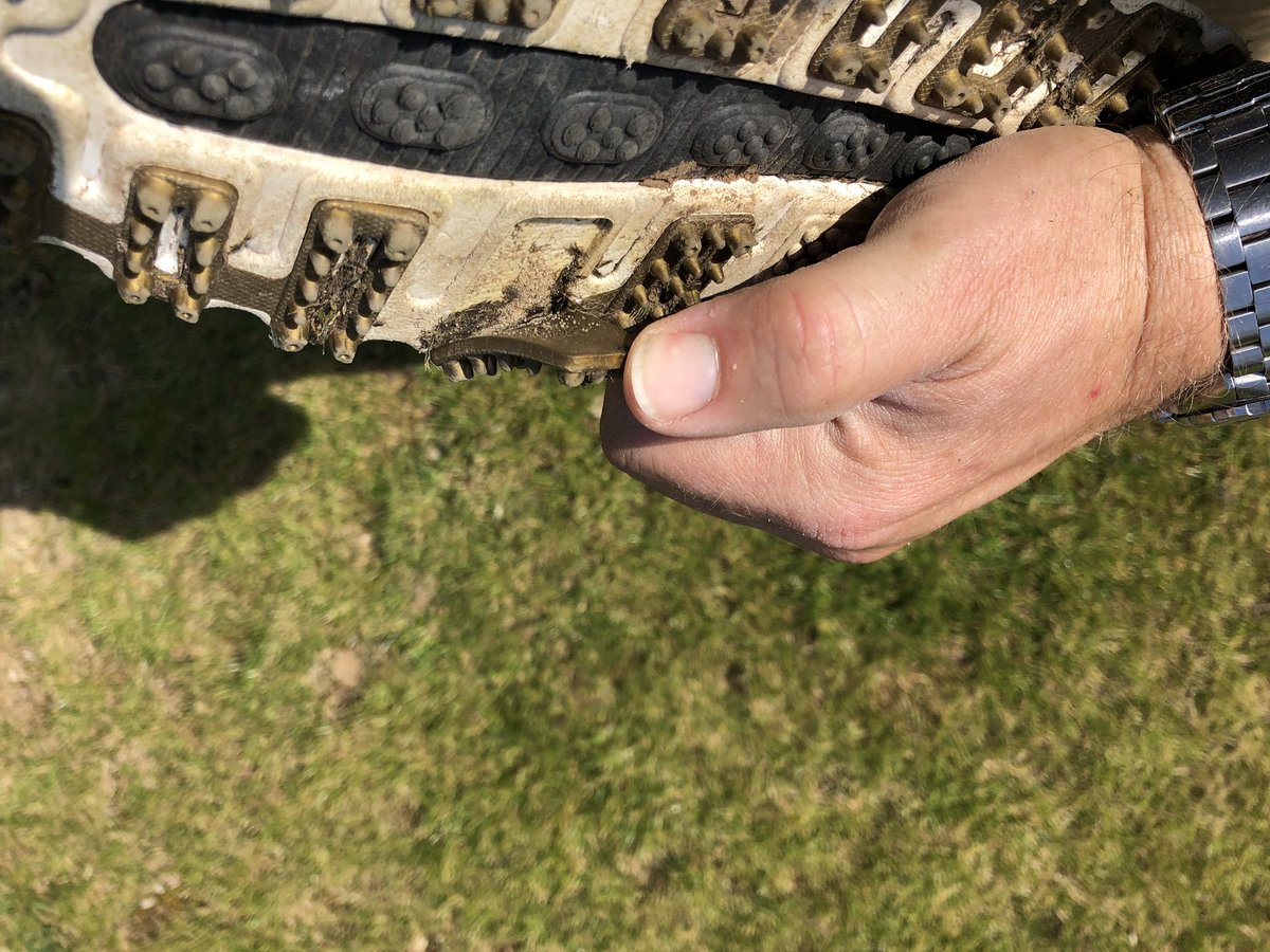 marksut4's tweet photo. Hey @FootJoy @FootJoyEurope. Just checking...number one shoe in golf? These are four months, 8 rounds  old, and the cleats are starting to fall off.  What’s the deal? #1Shoeingolf #feelthejoy https://t.co/lcAwpbXY7M
