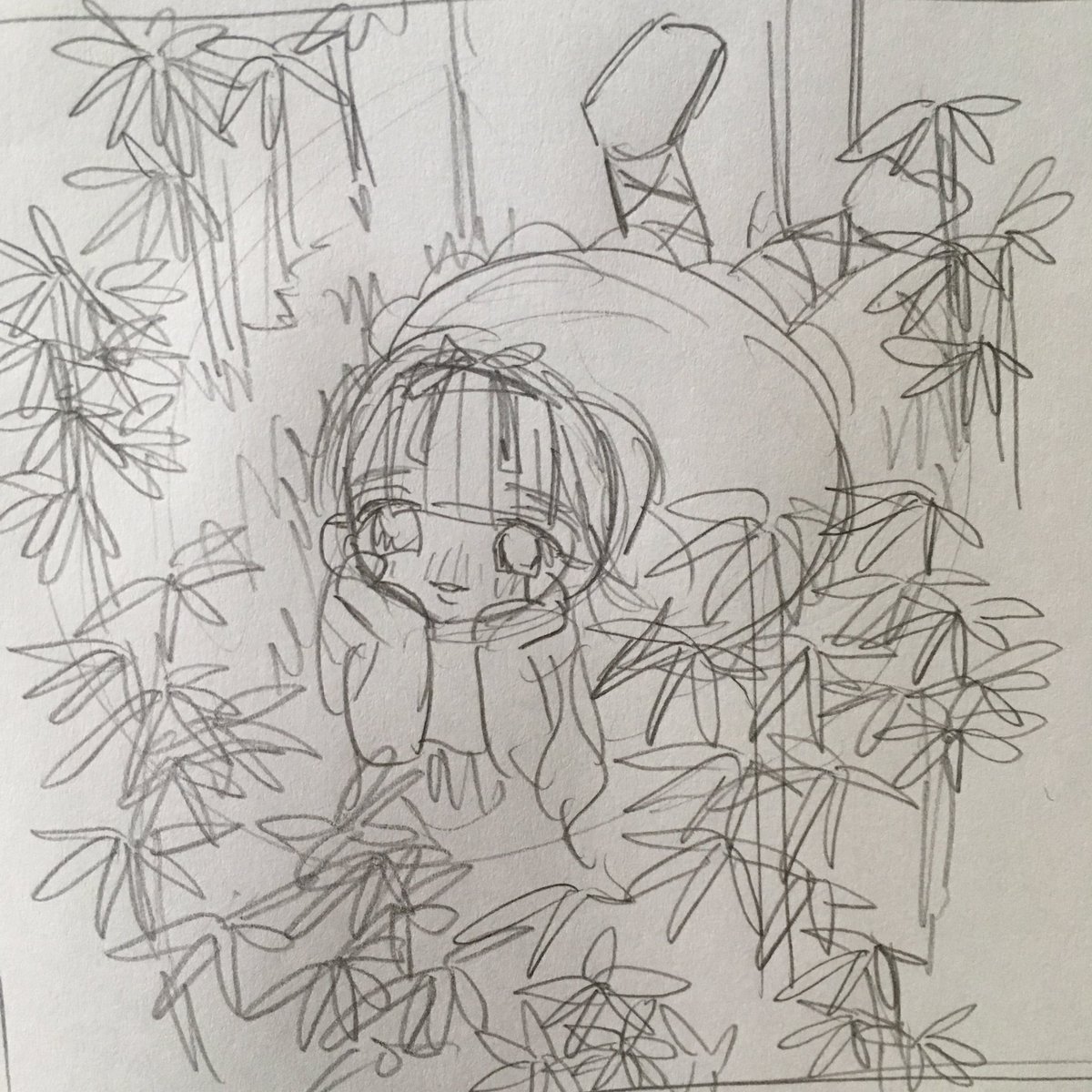 「大麻」というタイトルのイラストの下書きです 