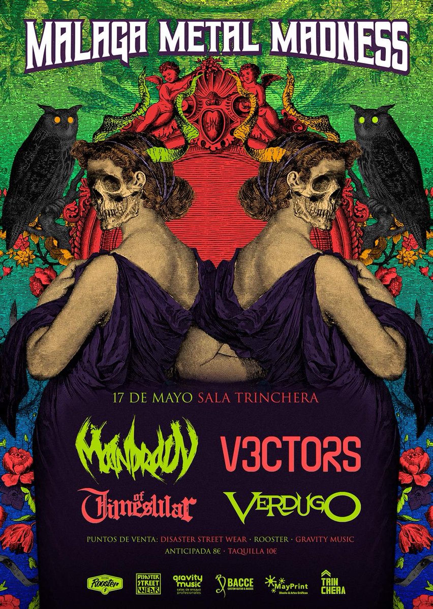 VerdugoHCM (@verdugohcm) on Twitter photo Ya va quedando menos para el Málaga Metal Madness
17 Mayo en <a href="/SalaTrinchera/">Sala Trinchera</a>
Entradas anticipadas a 8€ en:
- Rooster
- The Place
- Gravity Music
Online:
eventbrite.com/e/entradas-mal…
entradium.com/events/malaga-… Ya va quedando menos para el Málaga Metal Madness
17 Mayo en <a href="/SalaTrinchera/">Sala Trinchera</a>
Entradas anticipadas a 8€ en:
- Rooster
- The Place
- Gravity Music
Online:
eventbrite.com/e/entradas-mal…
entradium.com/events/malaga-…