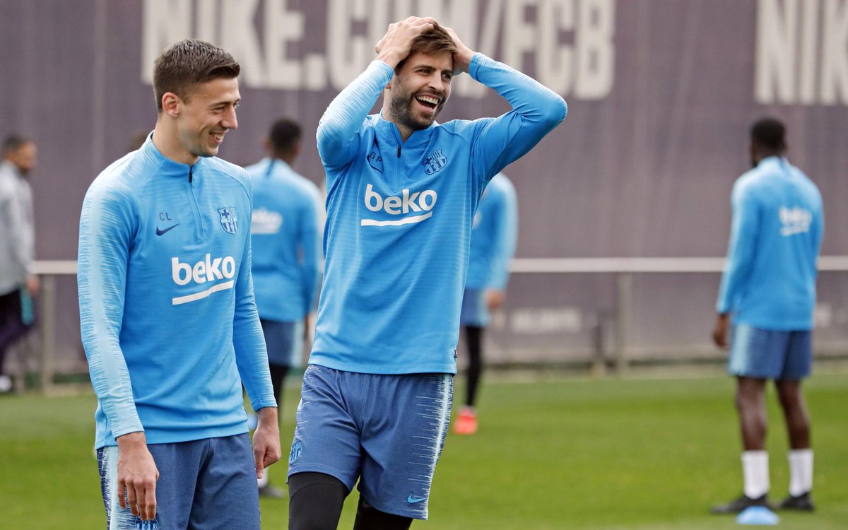 Piqué y Lenglet, en la última sesión del Barça (Foto: FCB).