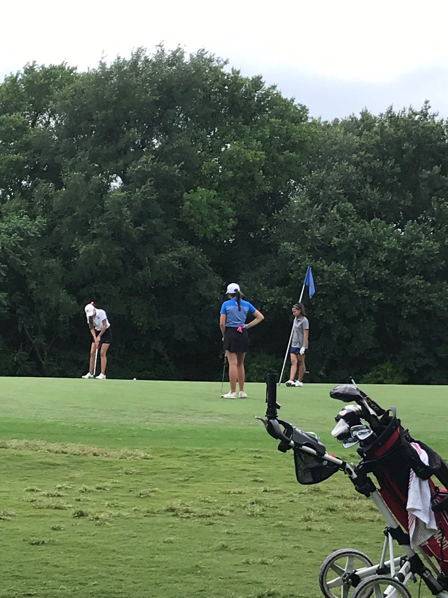 Reagan’s Kinsey Ray putting for par on the 18th hole at the Republic Course during the Region IV 6A Golf Championships.....she made the par!