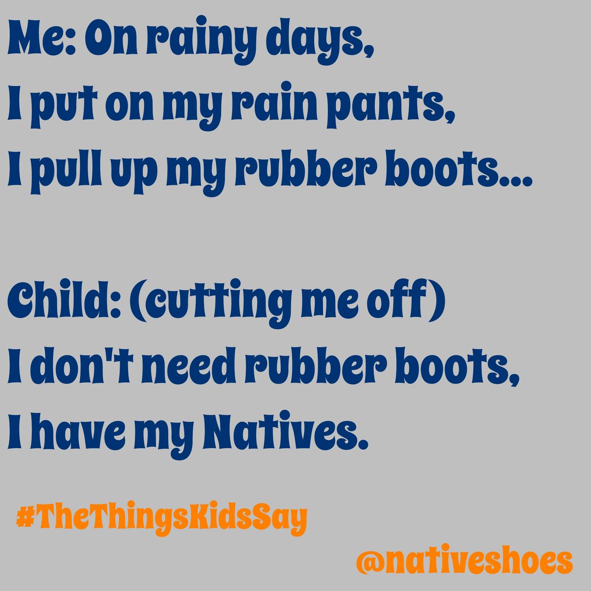 Marnie Grey (@musicwithmarnie) on Twitter photo 4 yr old to me while I was performing on Saturday: 'I don't need rubber boots. I have my <a href="/nativeshoes/">Native Shoes</a>' 4 yr old to me while I was performing on Saturday: 'I don't need rubber boots. I have my <a href="/nativeshoes/">Native Shoes</a>'