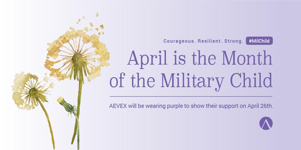 AEVEX_Aerospace's tweet photo. Join @AEVEX_Aerospace in observing #PurpleUp Day on 4/26 in honor of military children and their families. #Milchild https://t.co/IHKy5ljudD
