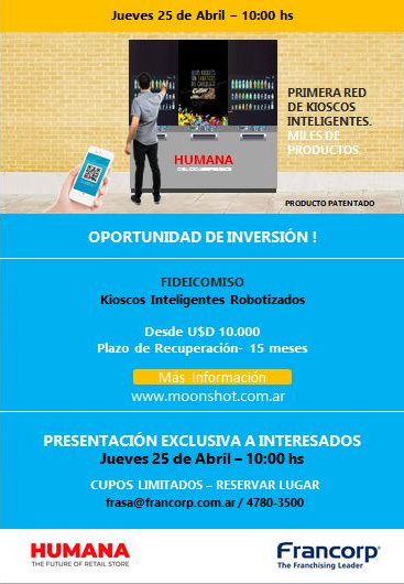 FrancorpArg's tweet photo. Reserva tu lugar.
Ultimos Cupos disponibles! 
frasa@francorp.com.ar 
4780.3500 
#oportunidad #inversión #fideicomiso #kiosco 
#retail #kioskosinteligentes https://t.co/LK68xet7y6