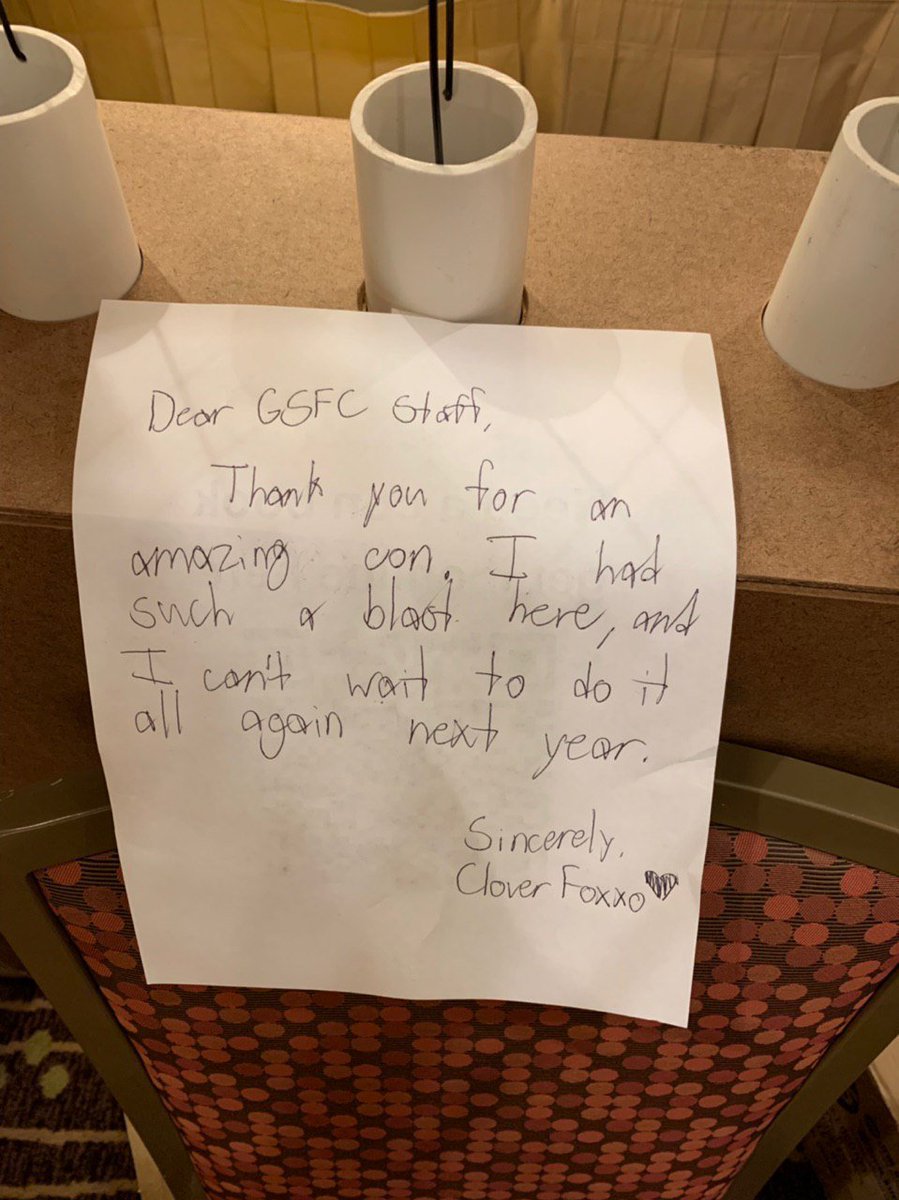 GSFurCon's tweet photo. Thank you to Clover Fox for your sweet note this morning. GSFC staff and Corgi Events where happy have hosted this con in SoCal. Hope to see you again next year. #GSFurCon2020 https://t.co/oRDR0cSotA
