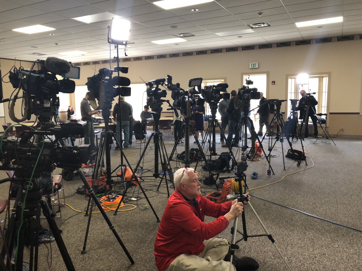 ISPPeru's tweet image. Media preparing for multi-agency Delphi Task Force press conference. The 12:00 p.m. conference will provide information into the investigation of the murders of Liberty German and Abigail Williams