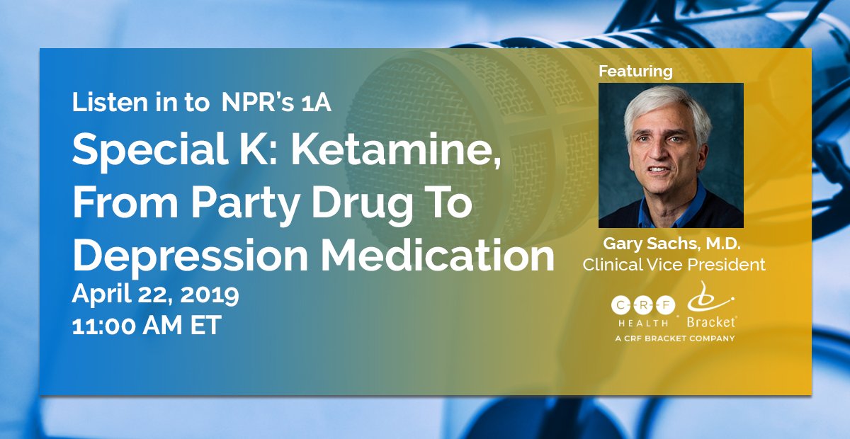 Today! Listen in to our own Gary Sachs on NPR's show 1A as he joins the discussion on the advances in psychiatric research in light of the FDA's approval of Spravato. Join the live Q&amp;A bit.ly/2XwUtTF