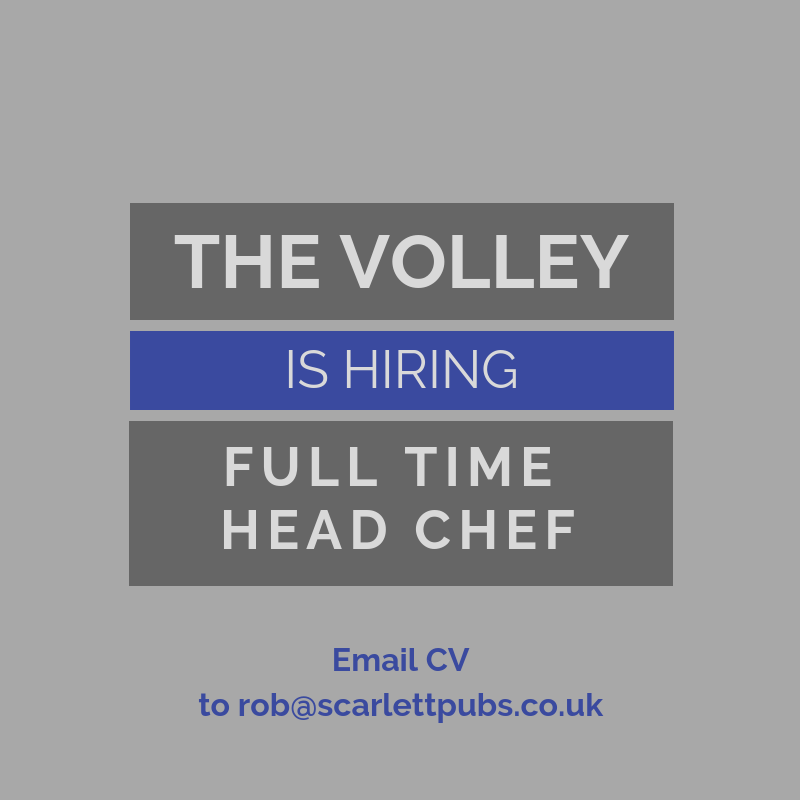 VolleyBristol "Super smashing great opportunity to jump onboard and take the lead in our kitchen. Great wages, newly refurbed kitchen and a great team to lead. DM now for more details or send your CV to robscarlettpubs.co.uk "