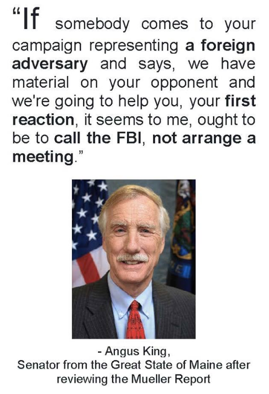 ListToPort's tweet photo. #ImpeachDonaldTrump

We need more Senators like @SenAngusKing and less Senators who only get  "unflattering portrayal" from the #MullerReport like @SenatorCollins.  

#mepolitics https://t.co/zvK26LOykC