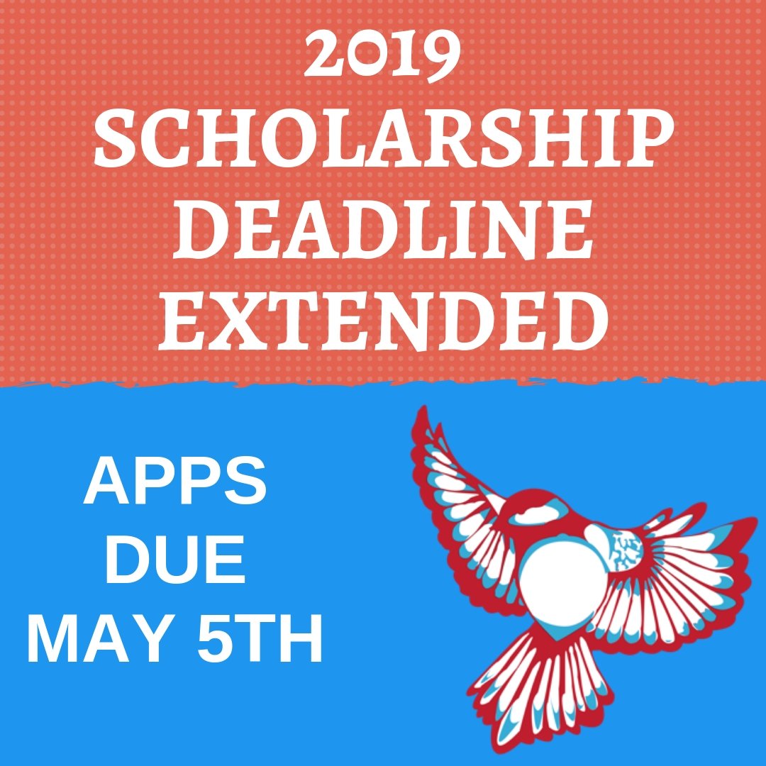 Our scholarship application deadline has been extended to May 5th! Thank you to everyone that has applied.  Please keep sharing.