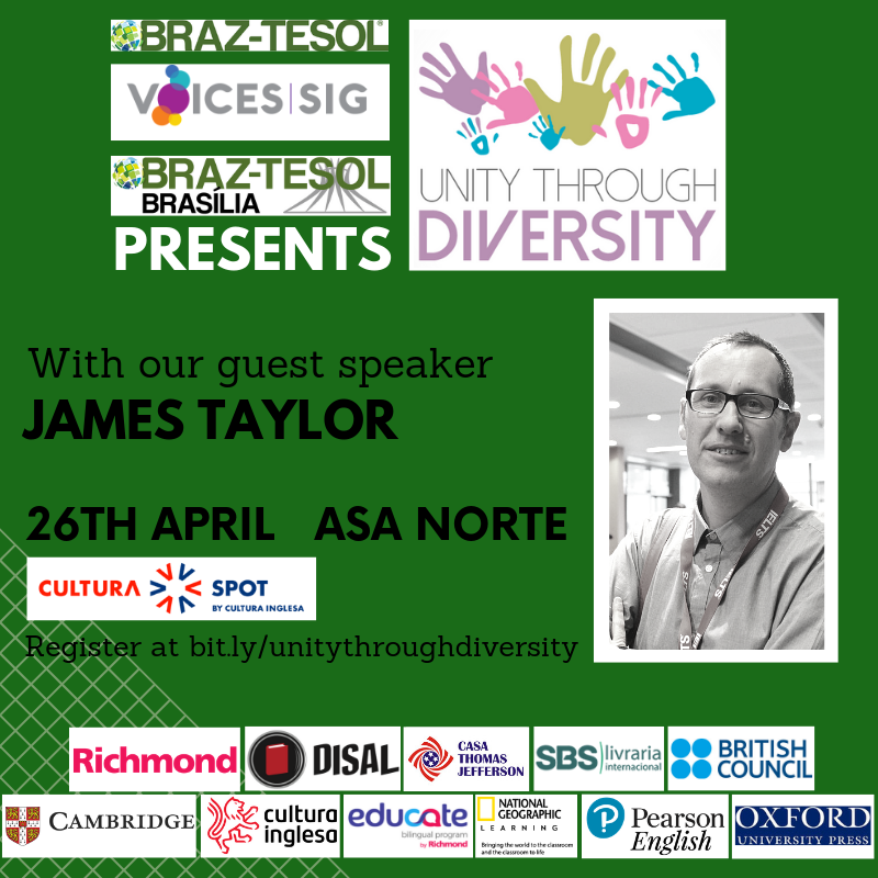 theteacherjames's tweet photo. If you're in Brasília on Friday, come to our @braztesolbsb joint event with @VoicesSIG. We have a terrific line-up with plenary speaker Cintia Rodrigues, a panel on inclusive projects, speakers like the always great Hulgo Freitas, &amp; me, speaking about the Raise Up project. https://t.co/uQbbFc0YHW