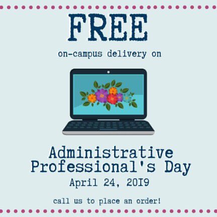 MUTigerGarden's tweet photo. Make sure your favorite Administrative Professional knows they're appreciated! We're here to help by offering FREE DELIVERY on campus on Wednesday! Give us a call to place your order! https://t.co/g0JHcF4GRQ