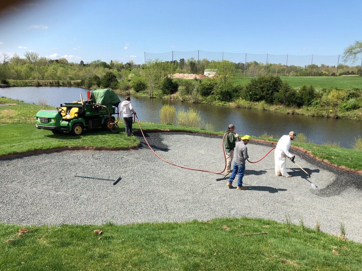 PCagronomy's tweet photo. @LThompWVU applying @Billy_Bunker on the first hole https://t.co/OawBQfSvAY