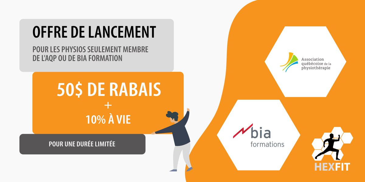 🙌  Partenariat avec l’Association québécoise de la physiothérapie 
 et Bia Formations  🙌

Accédez à une banque contenant plus de 8000 exercices de réadaptation, un système de création de plan flexible et compatible sur mobile et beaucoup plus encore.
myhexfit.com/fr/professions…