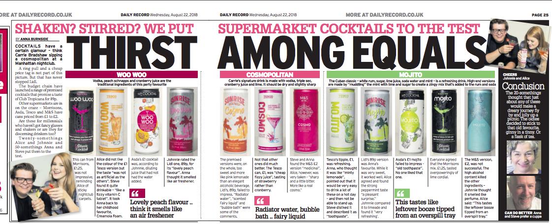 MsABurnside's tweet photo. PSA for everyone drinking in solidarity with Dianne Abbott. Last year I tested tinnies from M&S, Asda, Tesco, Morrisons and Lidl with brave soliders @johnnieblue15 @AliceHinds and @SHM5 https://t.co/VWrIKSNAKf