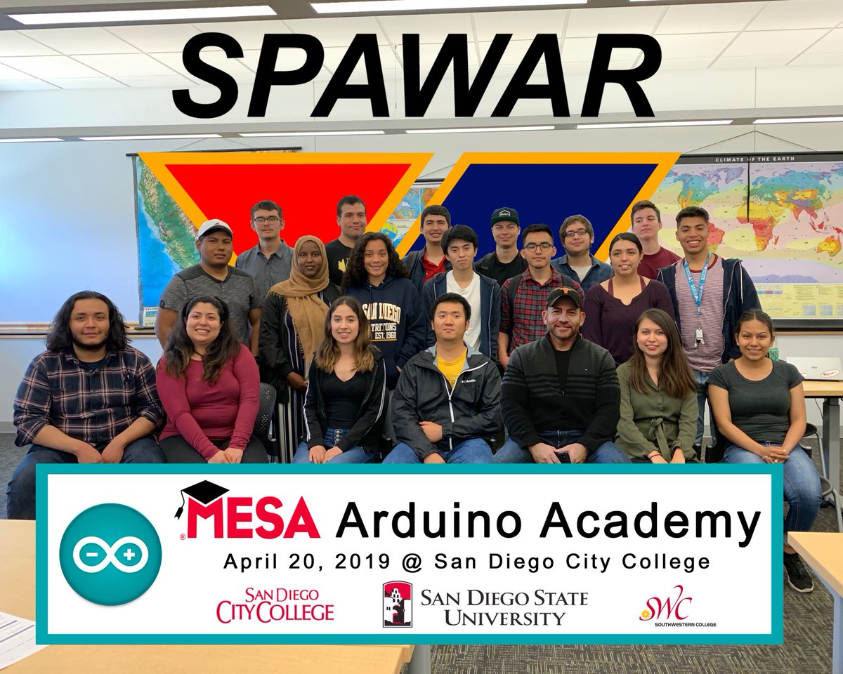 2019 MESA Arduino Academy (4/20/19) - thank you @SPAWARHQ for supporting the next generation of STEM professionals! #mesaworks <a href="/MESASTEM/">California MESA</a> <a href="/sdcitycollege/">SanDiegoCityCollege</a> @sdsumesa <a href="/SDSUMESAMSP/">SDSU MESA MSP</a> @swc_news #CCMonth #celebrateCCCs #chooseCCCs