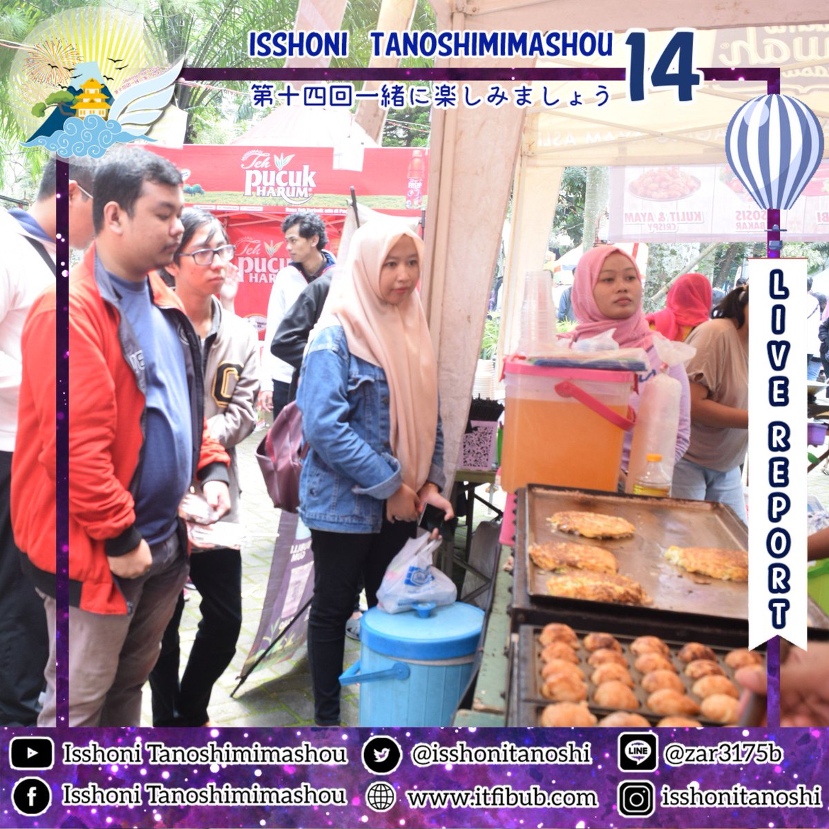 IsshoniTanoshi's tweet image. [PIC REPORT OF ISSHONI TANOSHIMIMASHOU 14]

Terima kasih sudah menikmati jajanan yang ada di stand bazar dan komunitas pada acara IT14😁👍🏻🎉
.
#LiveReportIT14 #ITFIBUB #IT14
#UniversitasBrawijaya
#EventMalang
#JapaneseFestival
#isshonitanoshimimashou