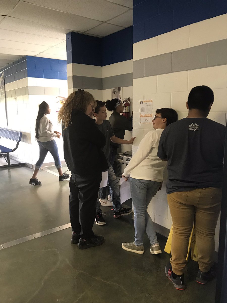 Jhigh_pewitt's tweet photo. Once again, learning spills into the hallways of PJH!! 7th grade students in Ms. Mars’ class are participating in a gallery walk as they work in teams to solve math problems. It’s a great time to be at PJH! https://t.co/FWjEz2l9rm