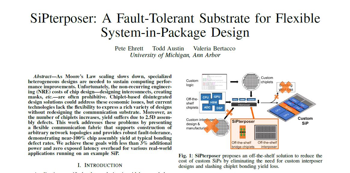 ogawa_tter's tweet image. =&amp;gt;
&quot;SiPterposer: A Fault-Tolerant Substrate for Flexible System-in-Package Design&quot;, DATE 2019 PDF web.eecs.umich.edu/~valeria/resea…
Off-the-shelf, design-independent, Mass-producible, flexible Bridge chiplet to connect
Off-the-shelf, μbump clusters (512-b data connection)
Low-overhead ECC