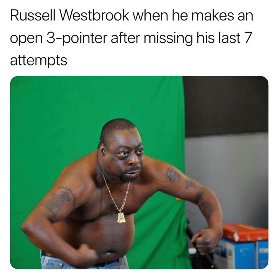 Russell Westbrook recreated his “AHH, THAT'S INTERESTING!” meme