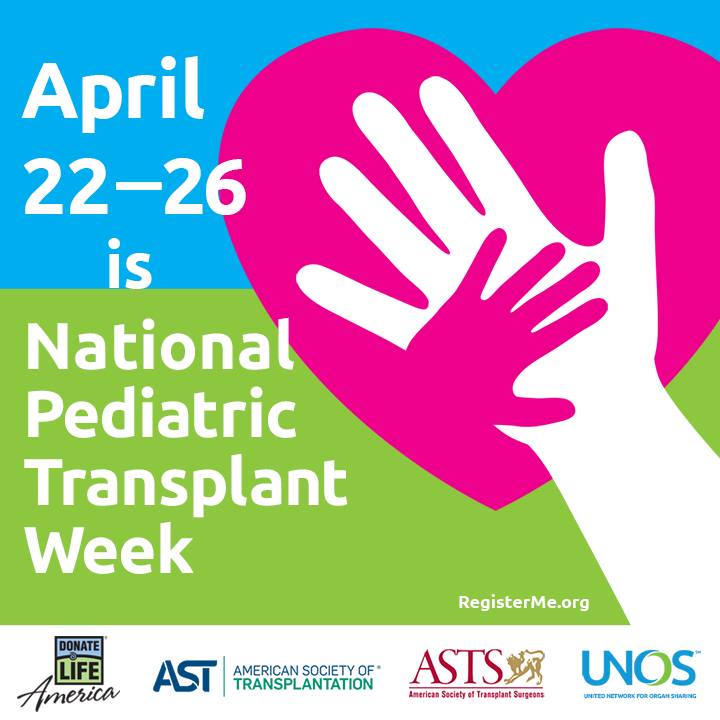 Today marks the beginning of #PediatricTransplantWeek! More than 1,800 children  are waiting for a 2nd chance at life. You can help these children in need by signing up as an organ and tissue donor today: bit.ly/2Gh1djg #DonateLifeMonth #KidsTransplantWeek #OrganDonation